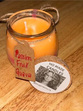 Homemade Passion Fruit Guava Scented Candle - Orange Jar